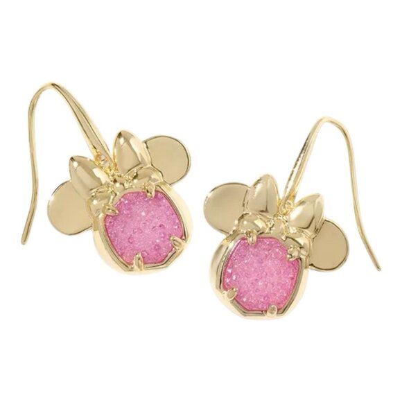 Kendra Scott x Disney Minnie Mouse 14K Gold Plated Earrings Cultured Pearl Pink - Picture 1 of 6